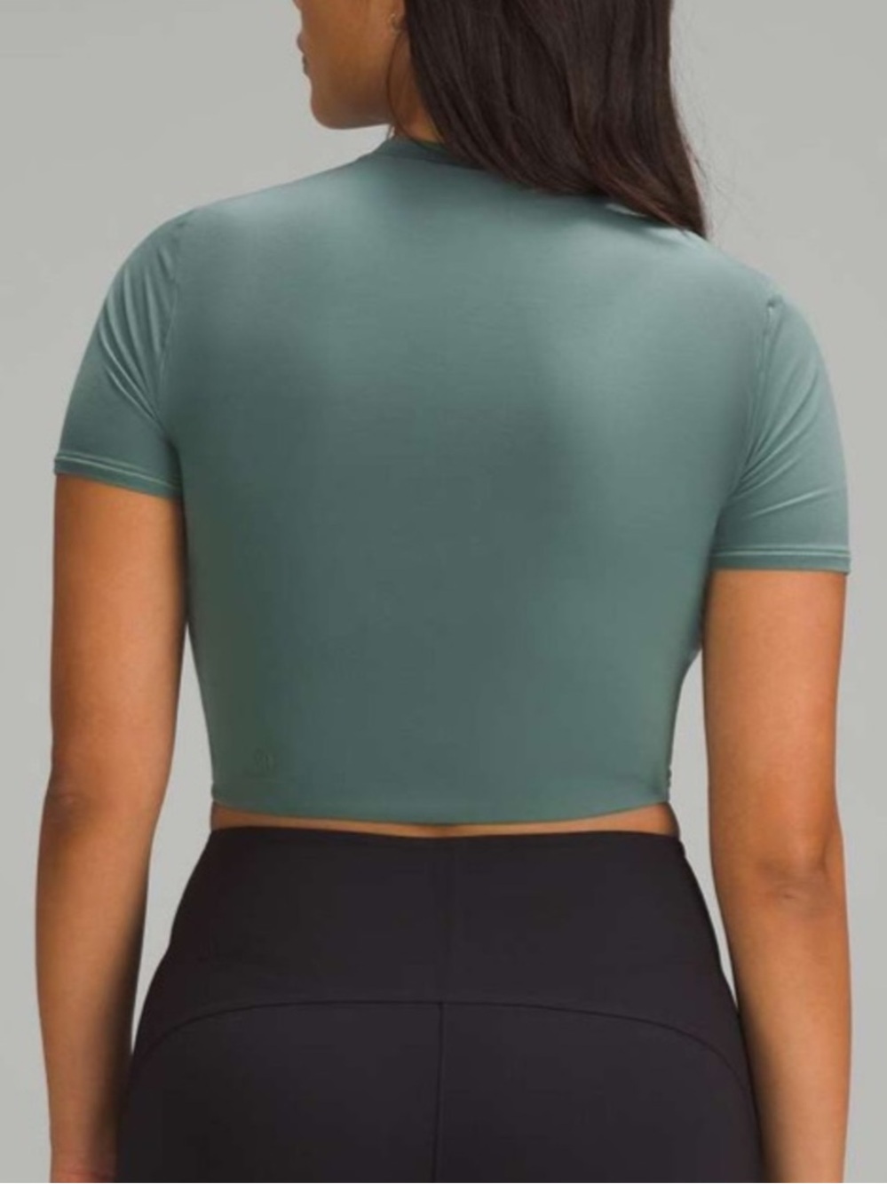 Lululemon Wundermost Ultra-Soft Nulu Crewneck Cropped T-Shirt Size XS Forest - Picture 2 of 9